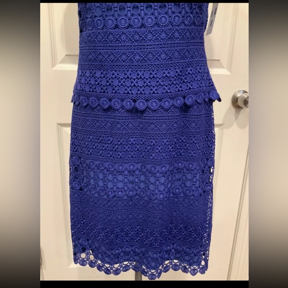 NWT Lauren Ralph Lauren Blue Lace Overlay Sleeveless Dress, Size 2 (US) - Picture 4 of 9